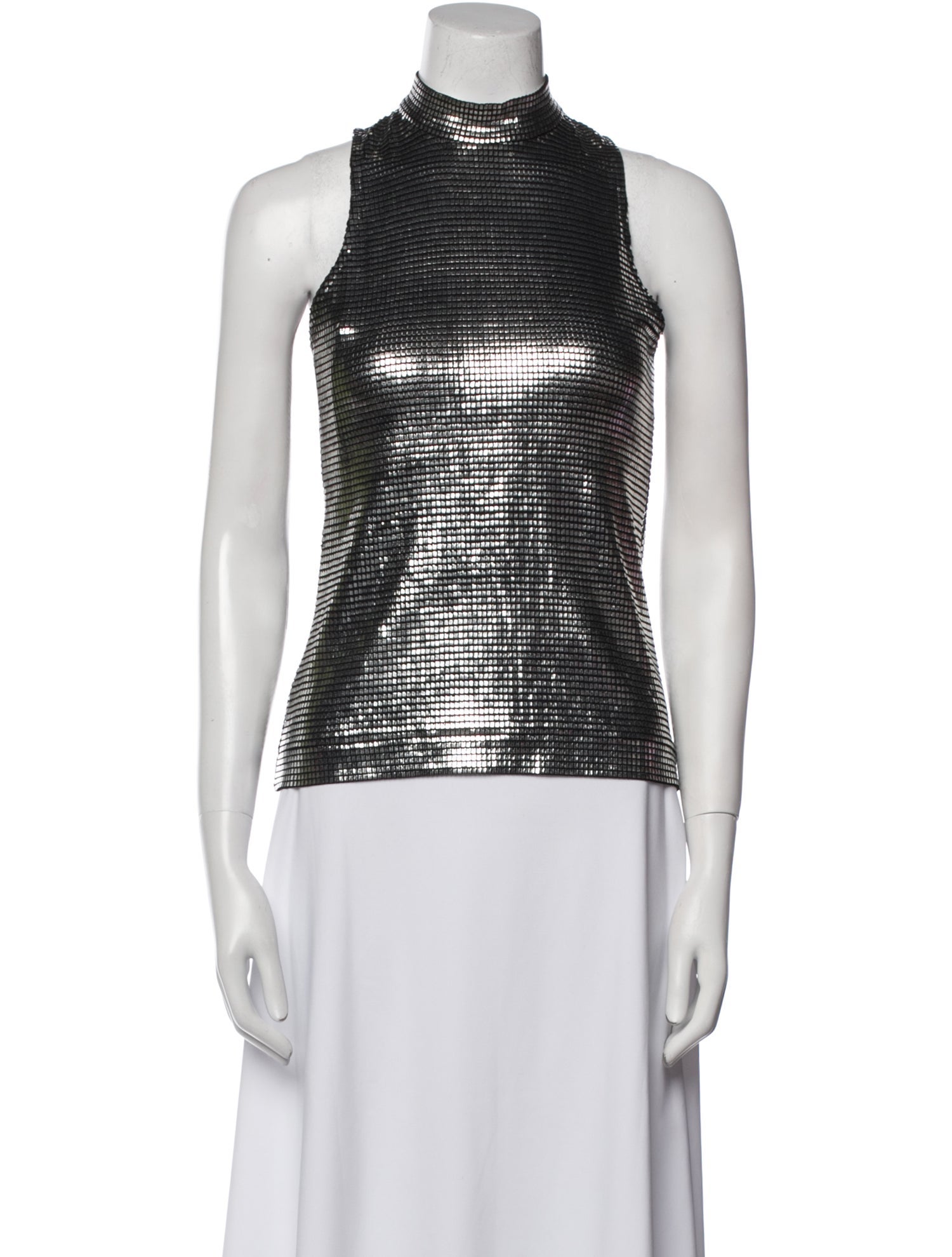 Paco Rabanne Mock Neck Sleeveless Top