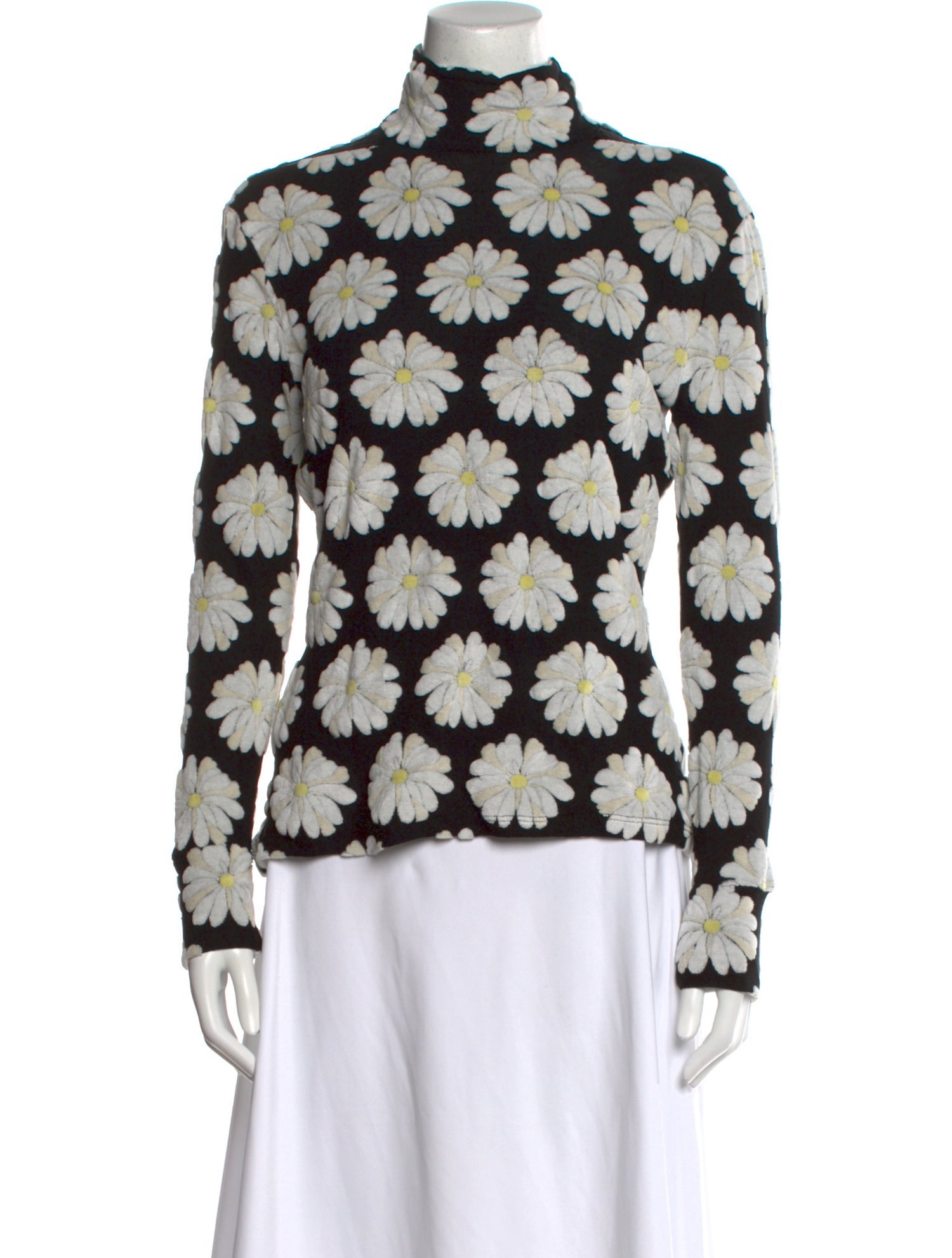 Paco Rabanne Floral Print Mock Neck Blouse w/ Tags