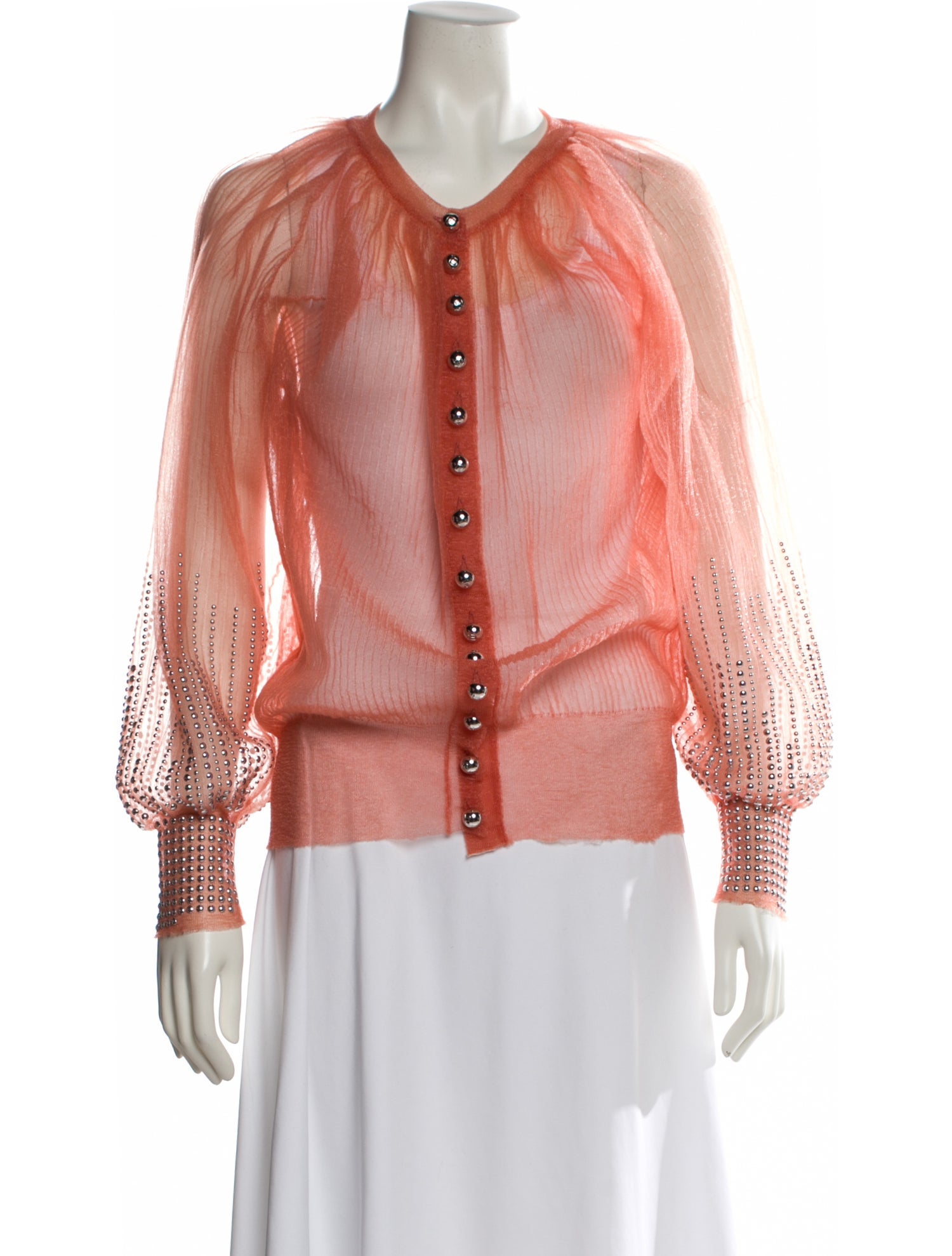 Paco Rabanne Mock Neck Long Sleeve Blouse