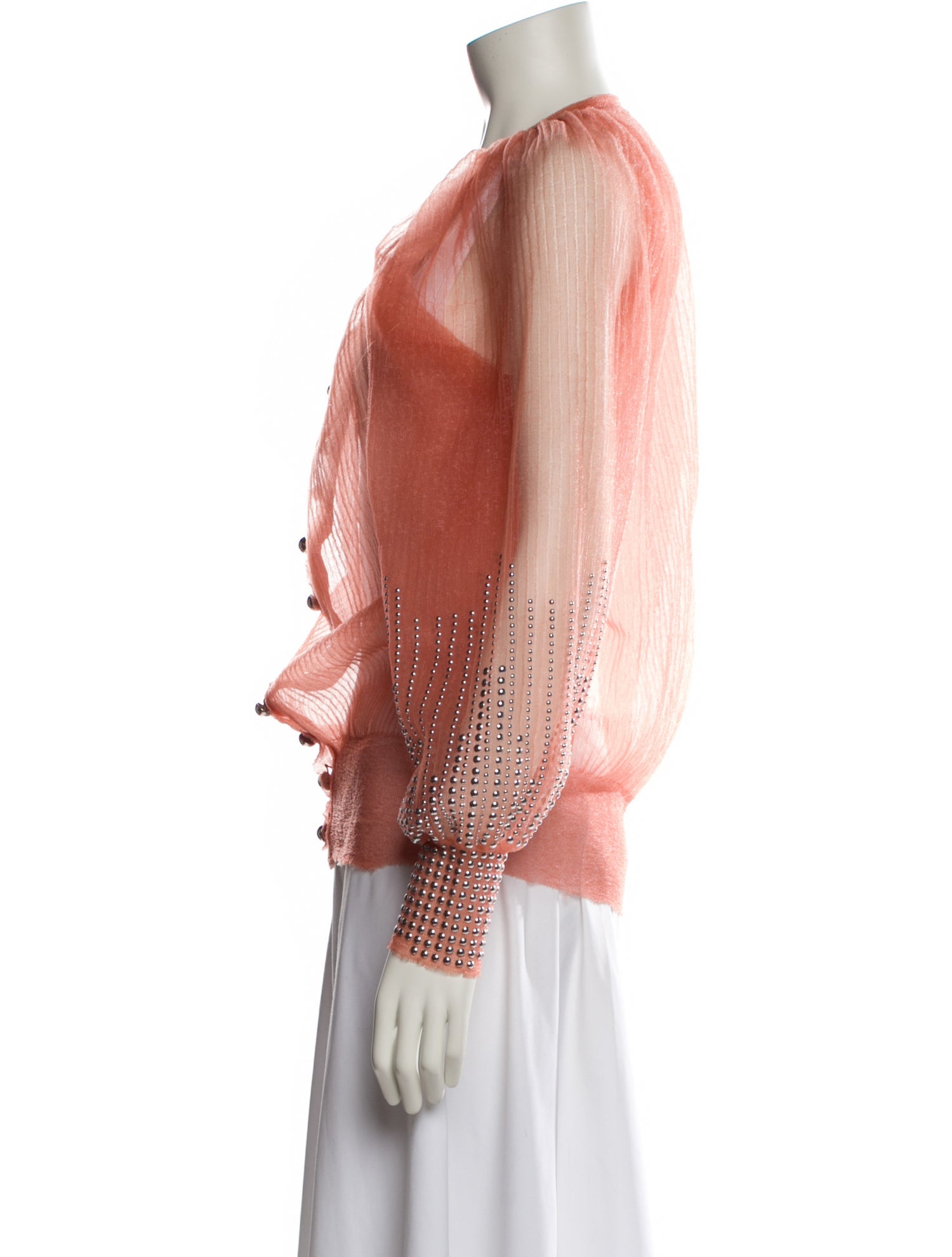 Paco Rabanne Mock Neck Long Sleeve Blouse