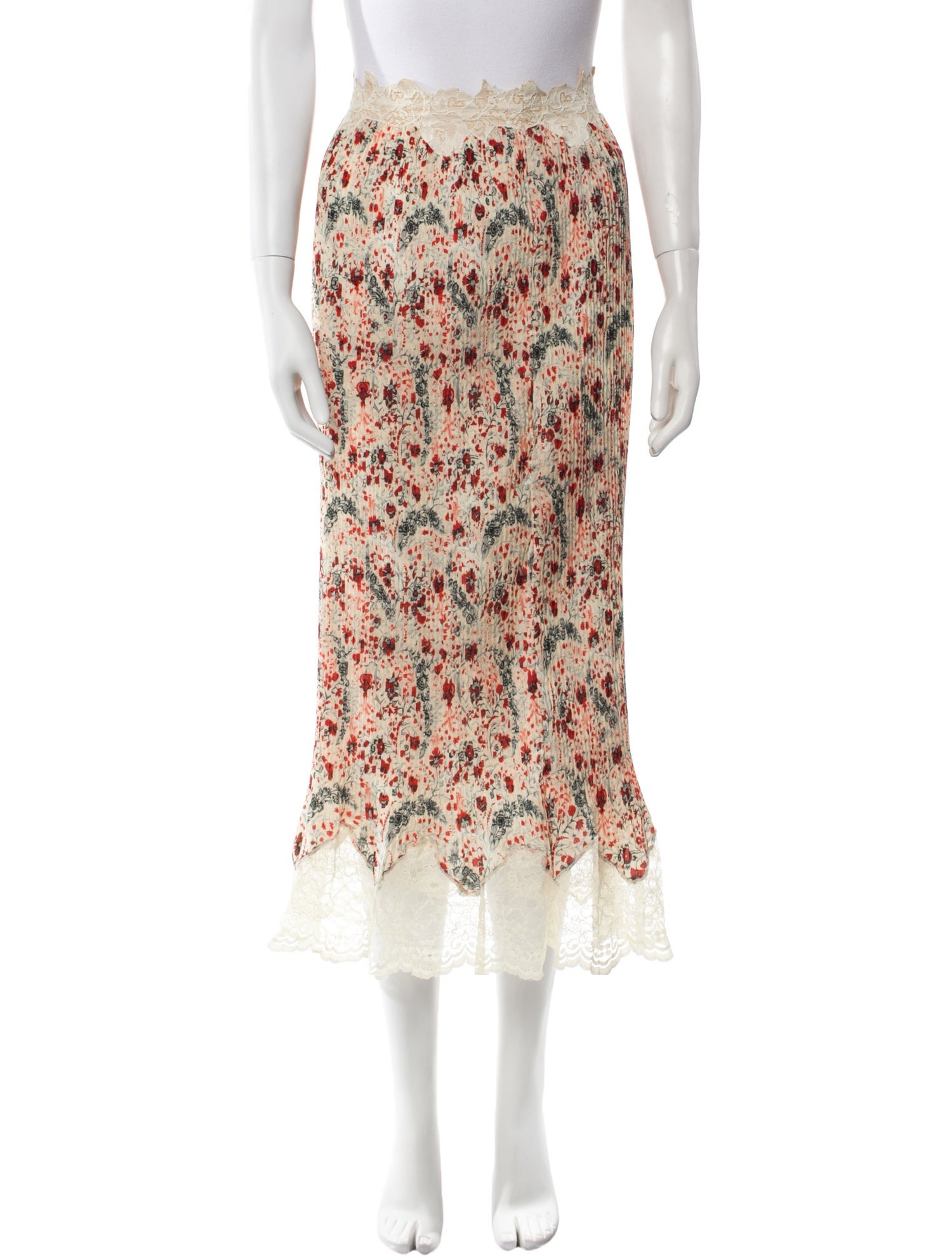 Paco Rabanne Floral Print Midi Length Skirt