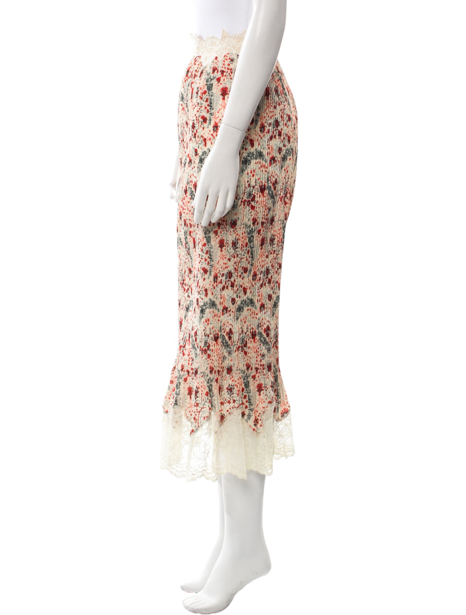 Paco Rabanne Floral Print Midi Length Skirt