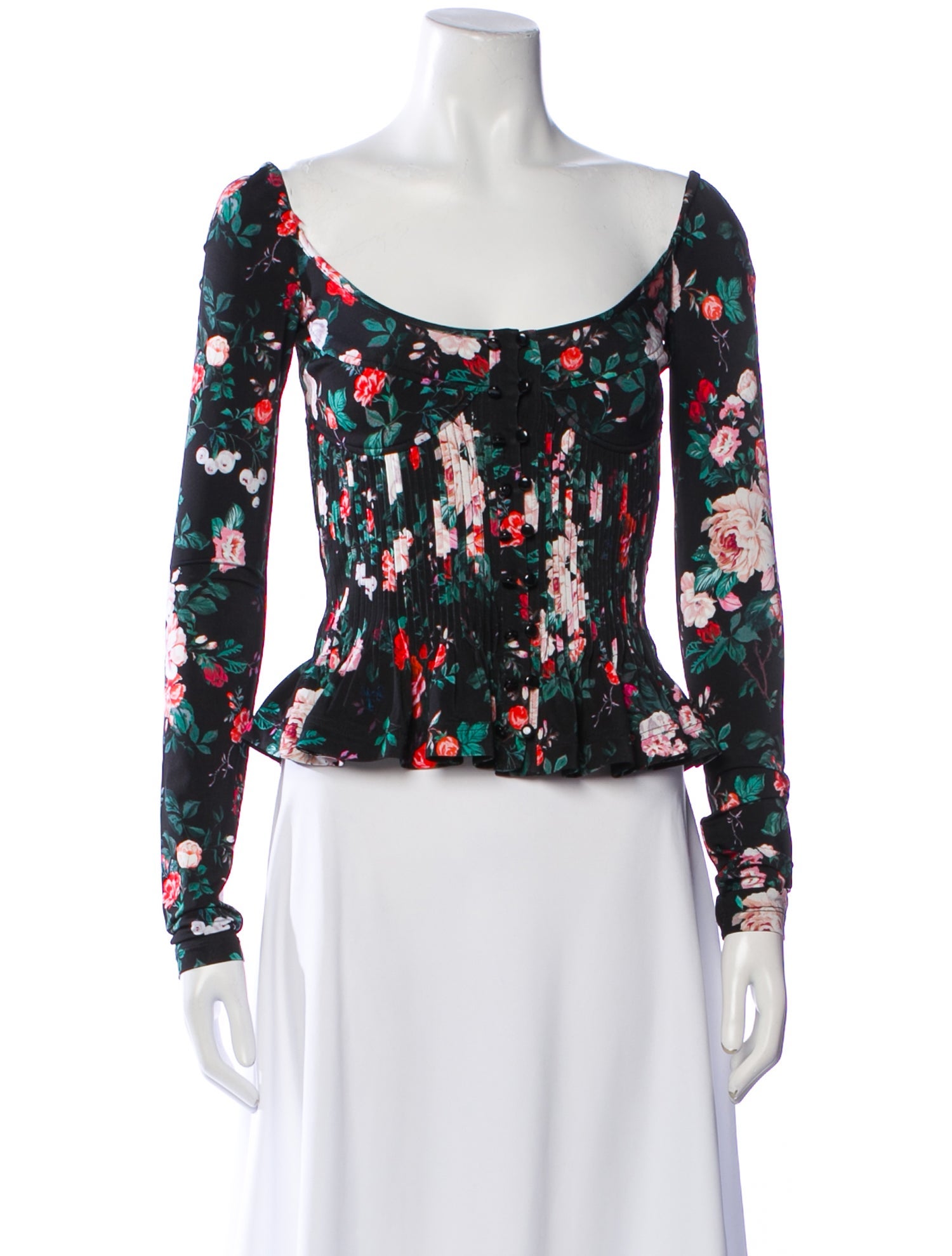 Paco Rabanne Floral Print Scoop Neck Blouse