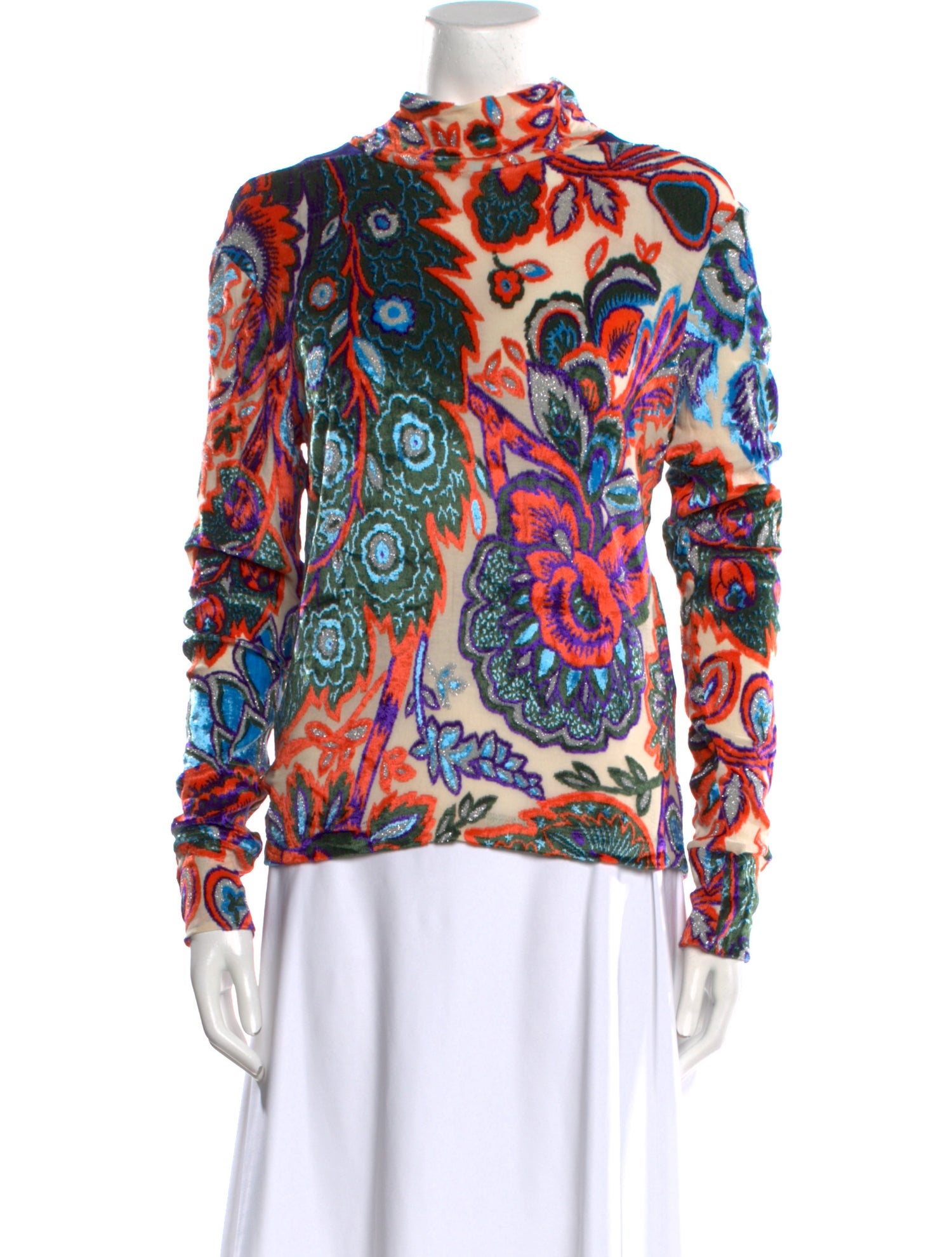 Paco Rabanne Printed Mock Neck Top