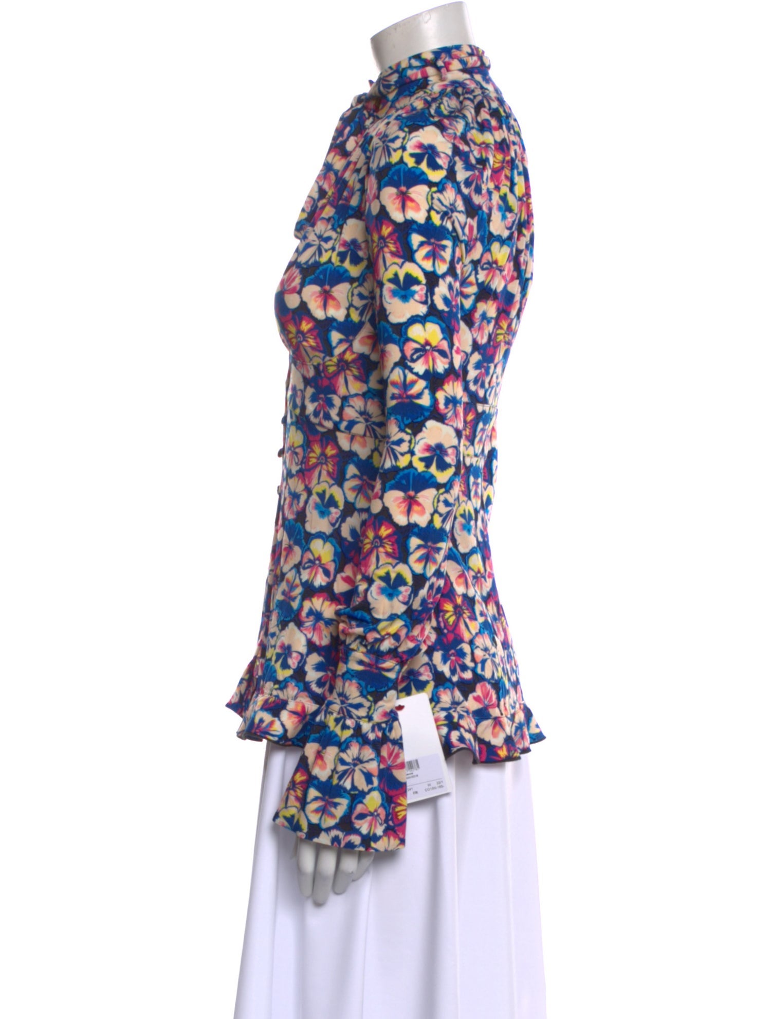 Paco Rabanne Floral Print Mock Neck Blouse w/ Tags