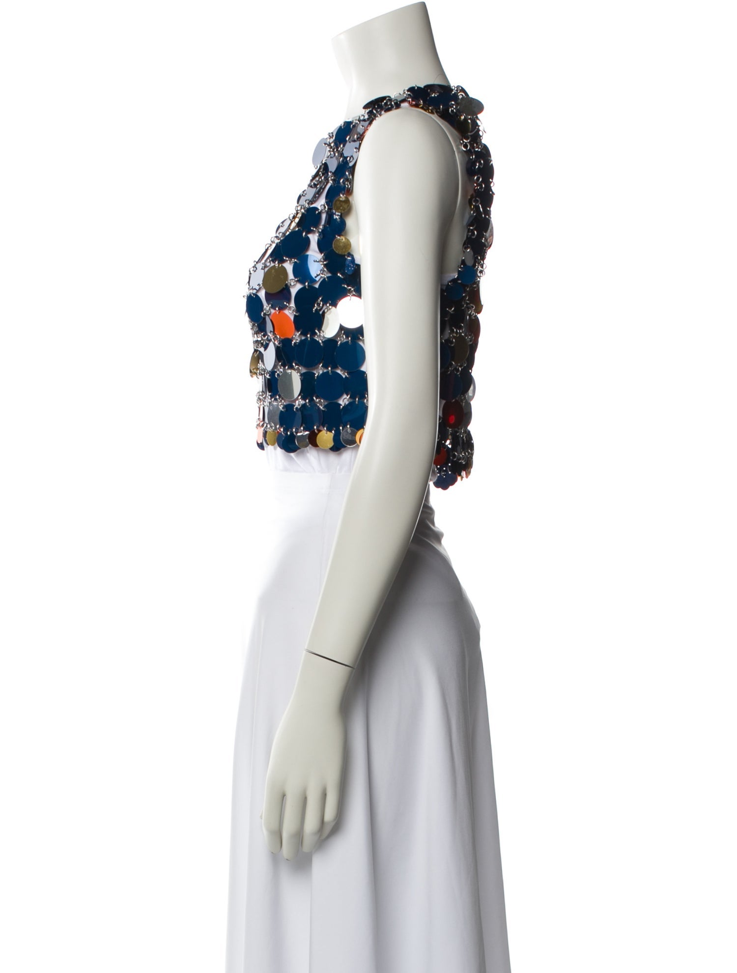 Paco Rabanne Printed Crew Neck Crop Top