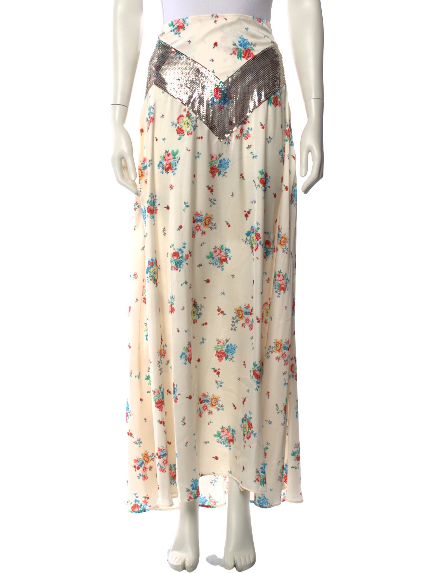 Paco Rabanne Floral Print Long Skirt