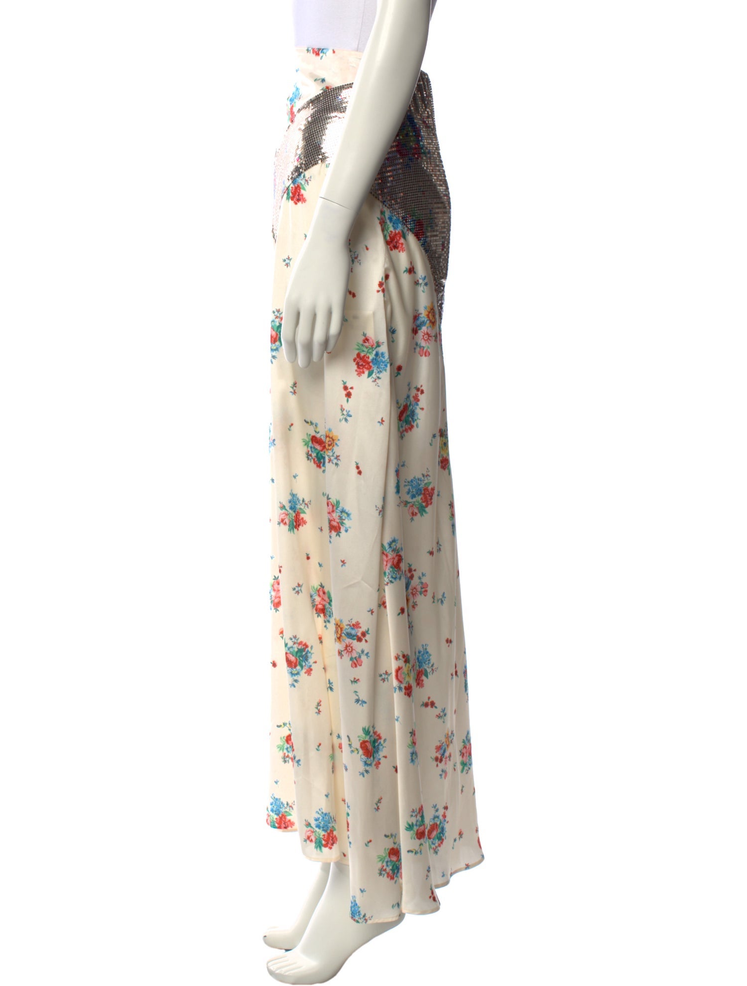 Paco Rabanne Floral Print Long Skirt