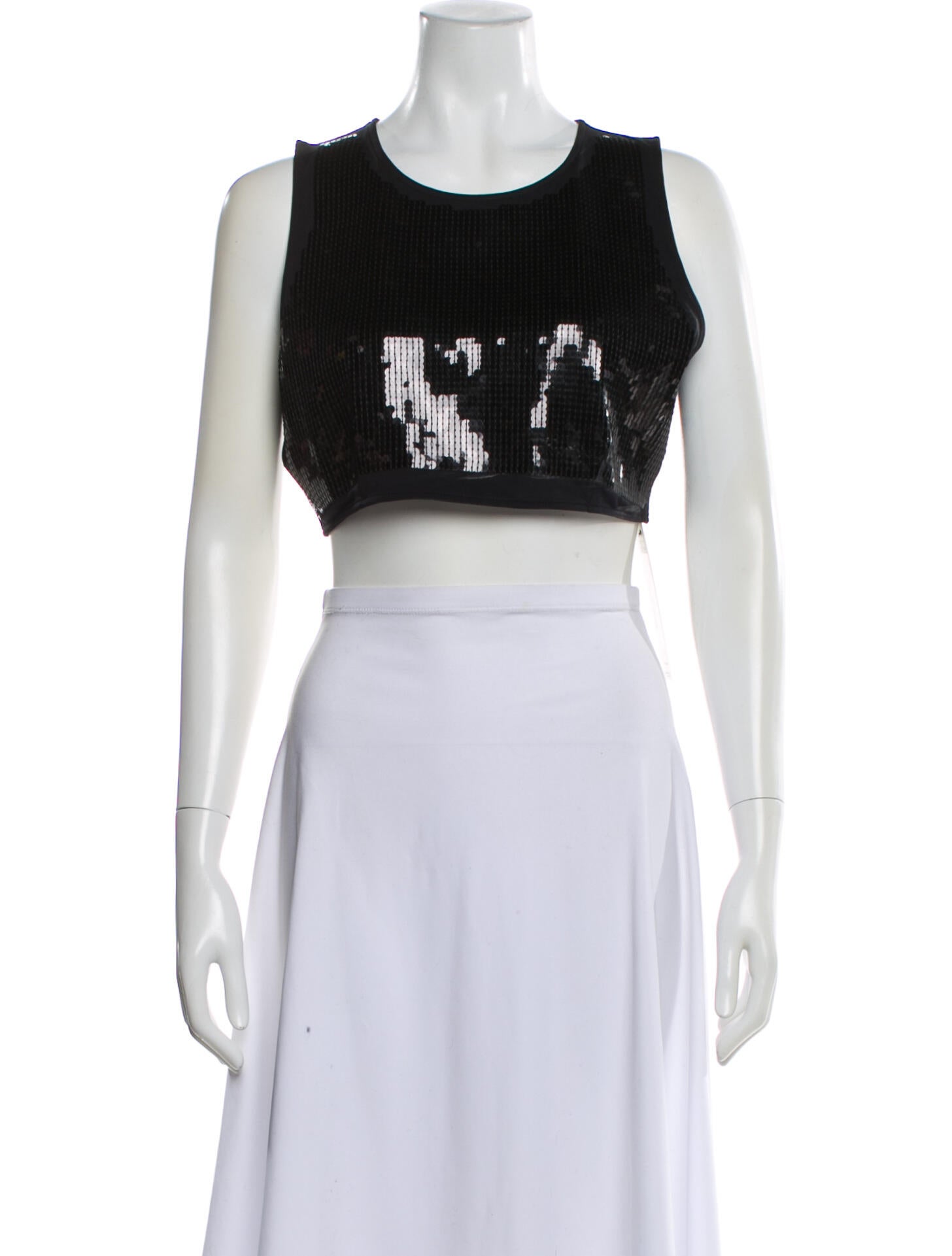 Paco Rabanne Graphic Print Crew Neck Crop Top