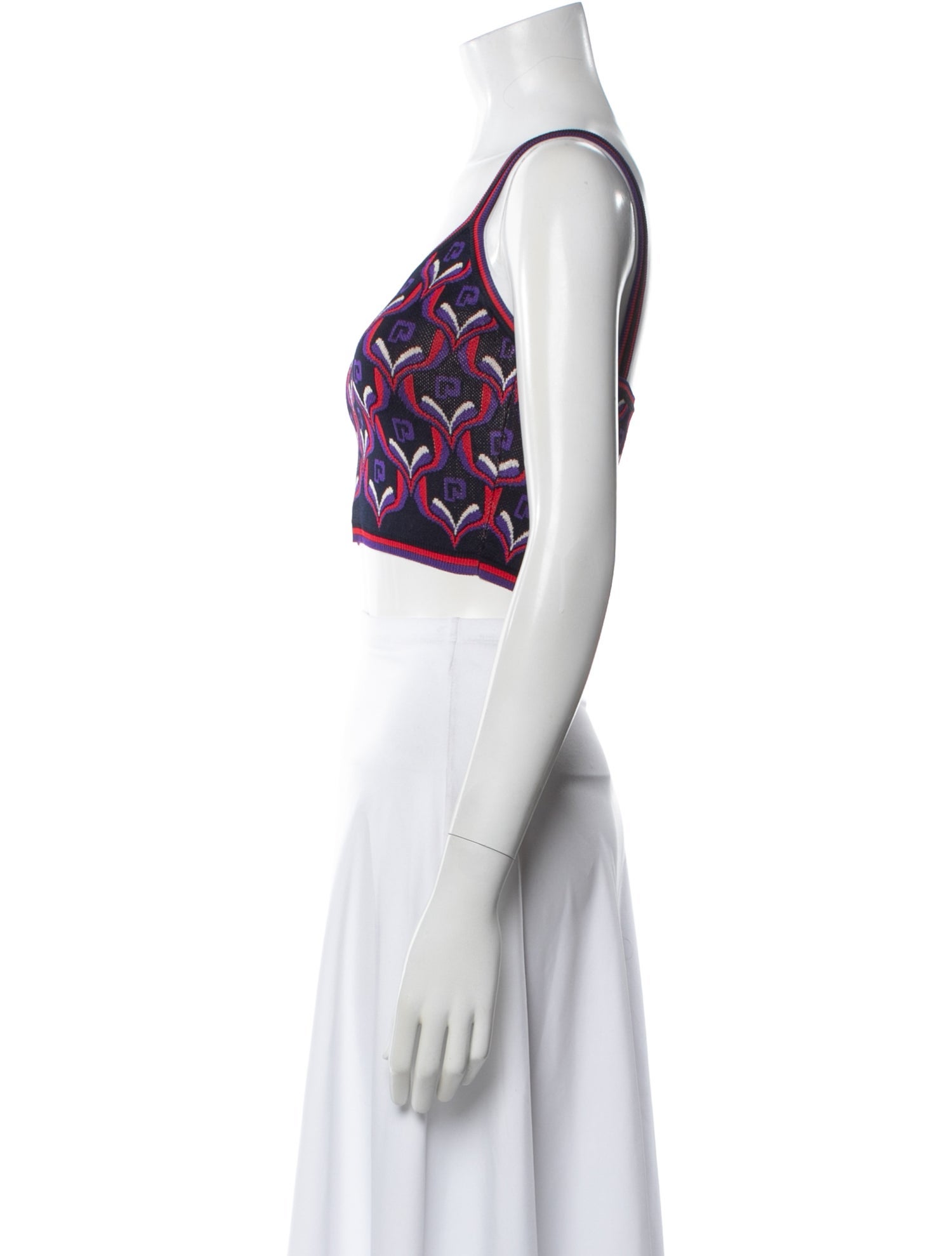 Paco Rabanne Patterned V-Neck Crop Top