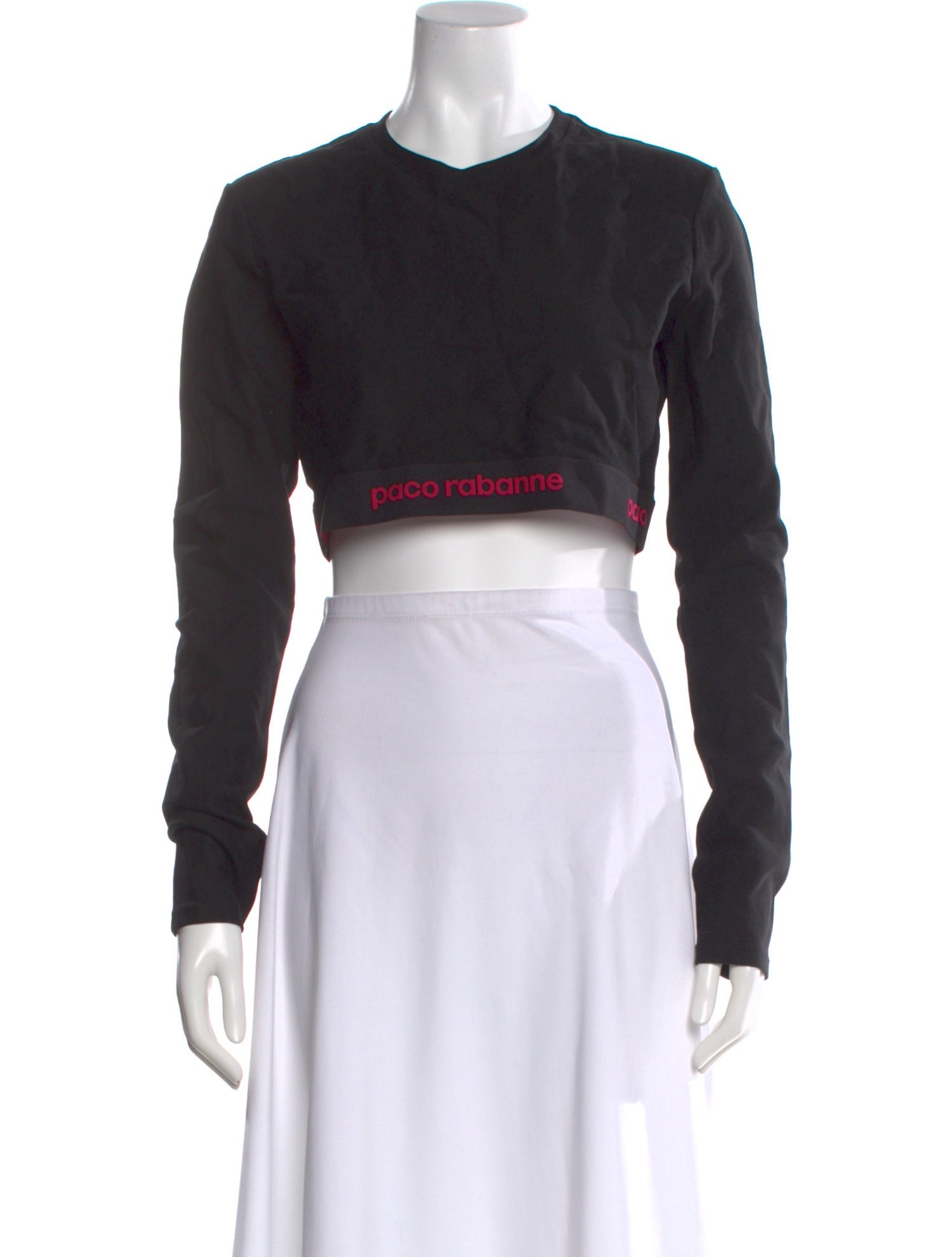 Paco Rabanne Crew Neck Long Sleeve Crop Top