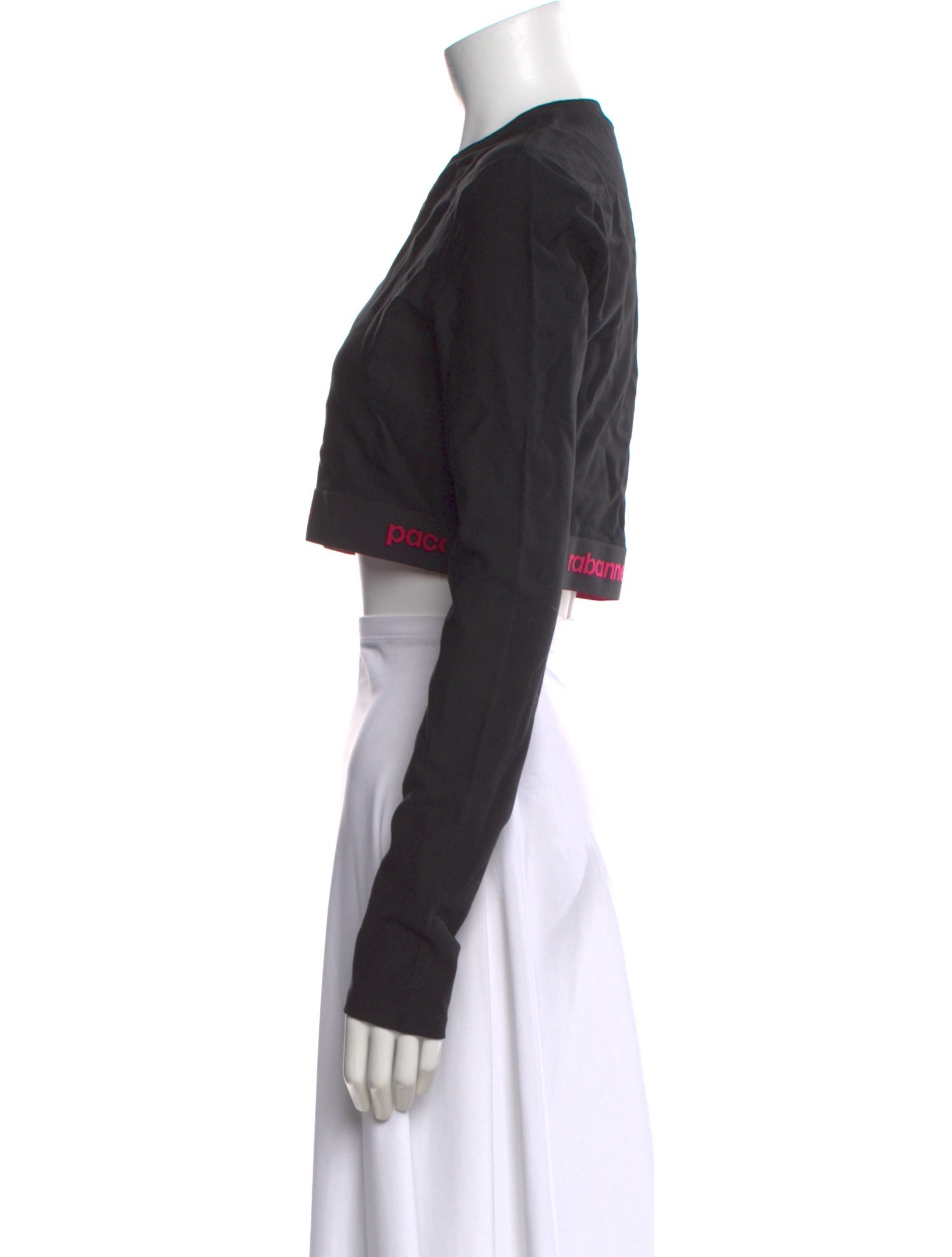 Paco Rabanne Crew Neck Long Sleeve Crop Top
