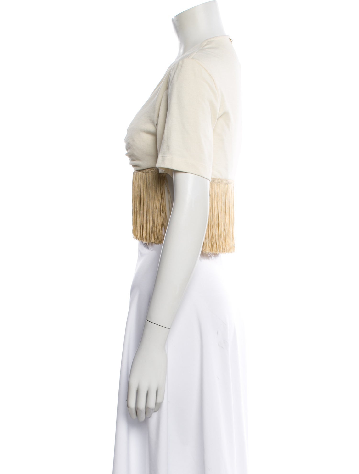 Paco Rabanne V-Neck Short Sleeve Crop Top