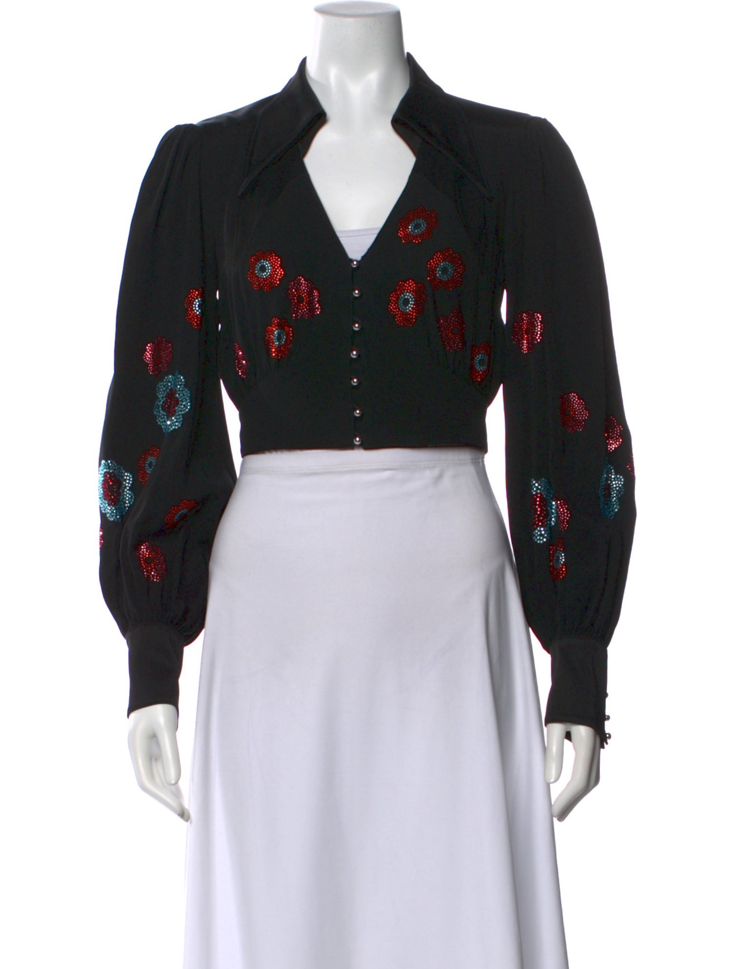 Paco Rabanne Floral Print Long Sleeve Blouse