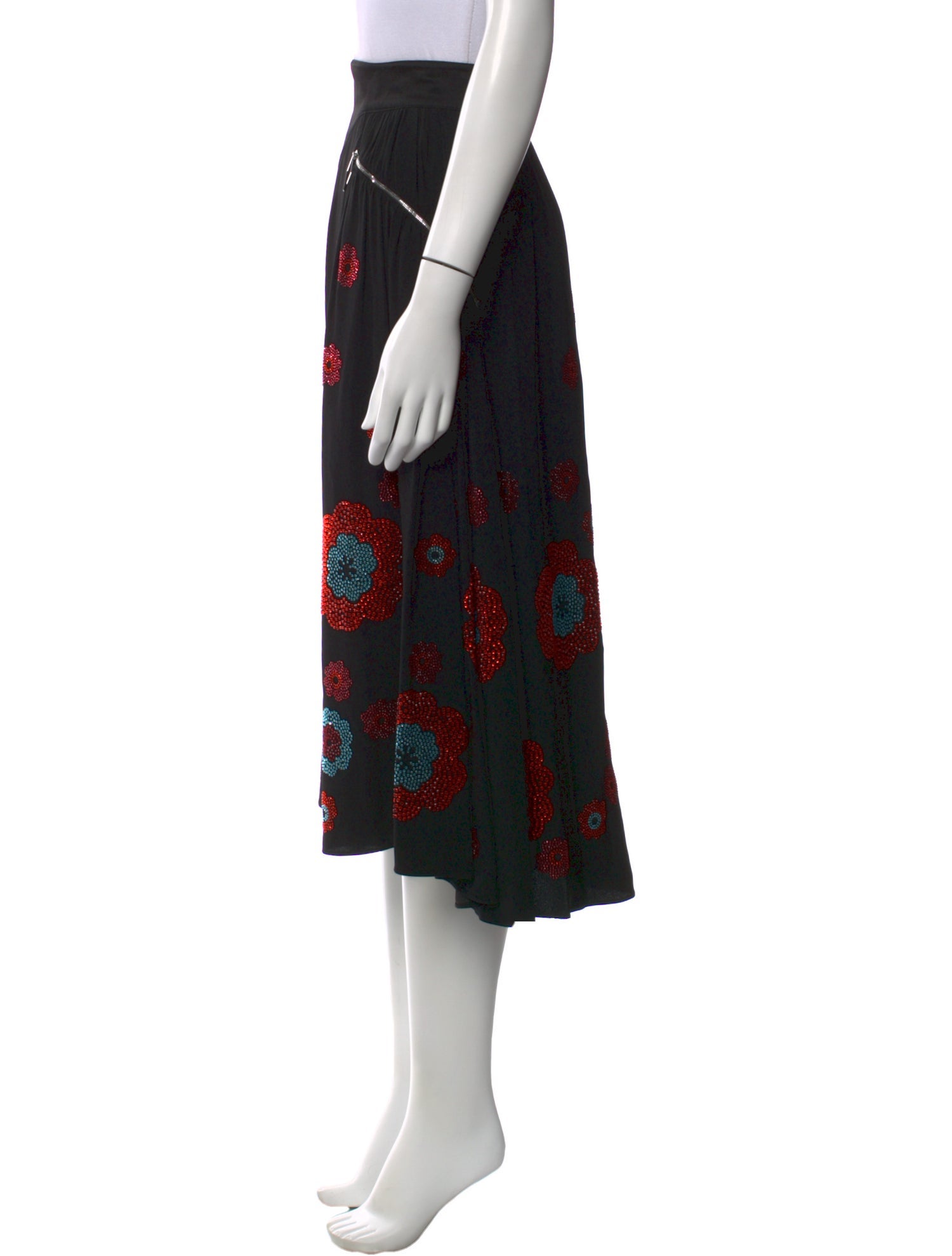 Paco Rabanne Floral Print Midi Length Skirt