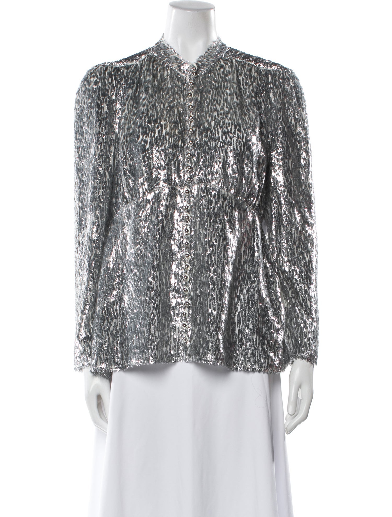 Paco Rabanne Animal Print Long Sleeve Blouse