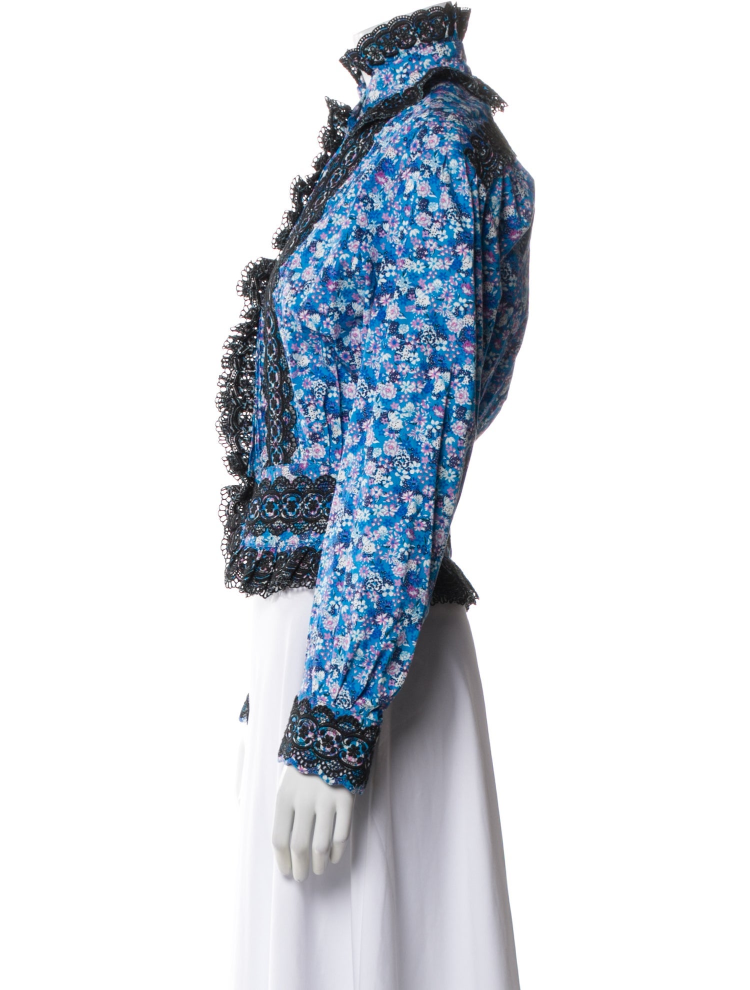 Paco Rabanne Floral Print Long Sleeve Blouse