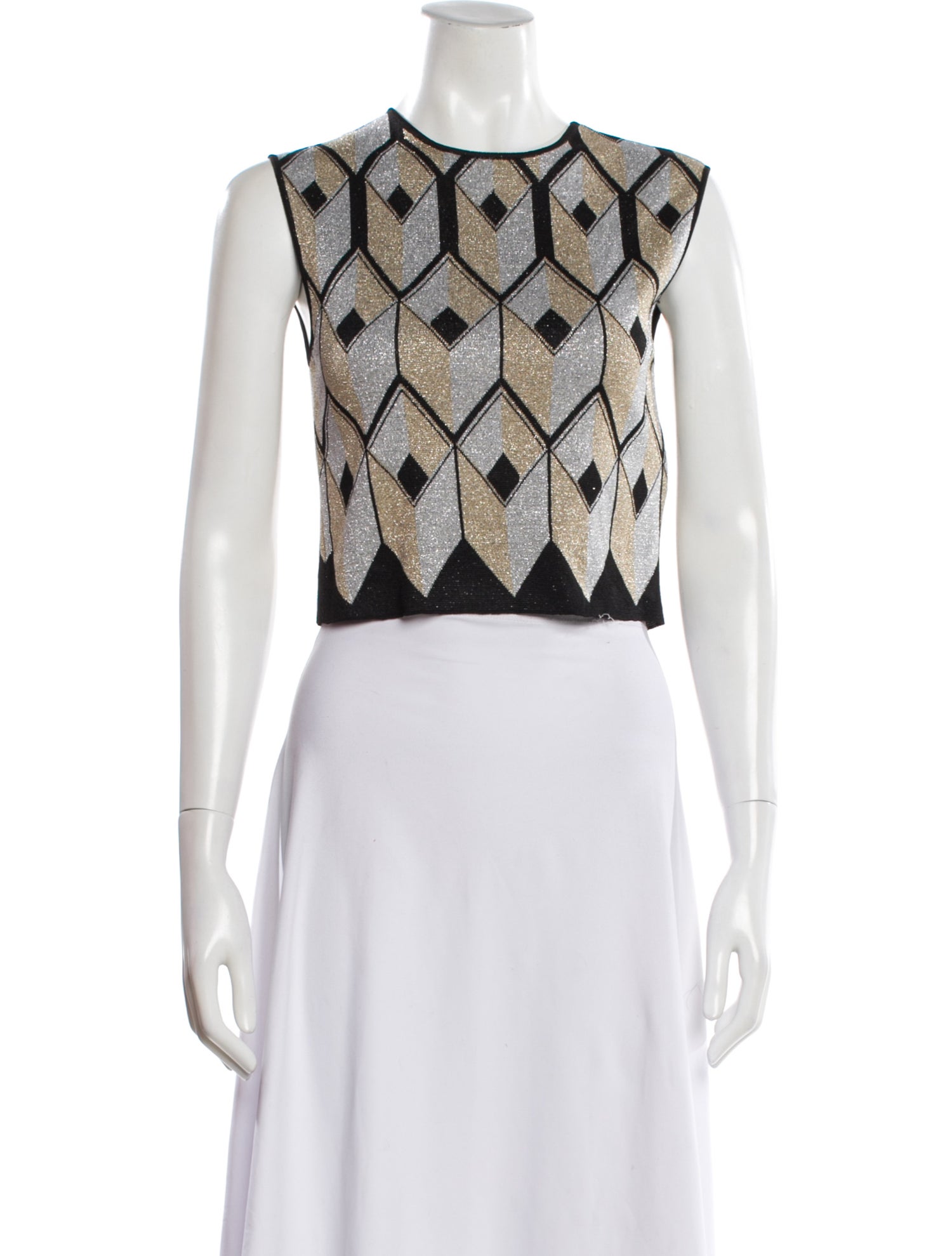 Paco Rabanne Graphic Print Crew Neck Crop Top