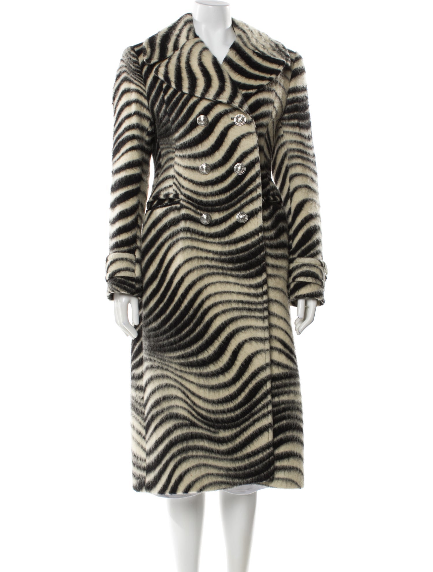 Paco Rabanne Virgin Wool Animal Print Faux Fur Coat