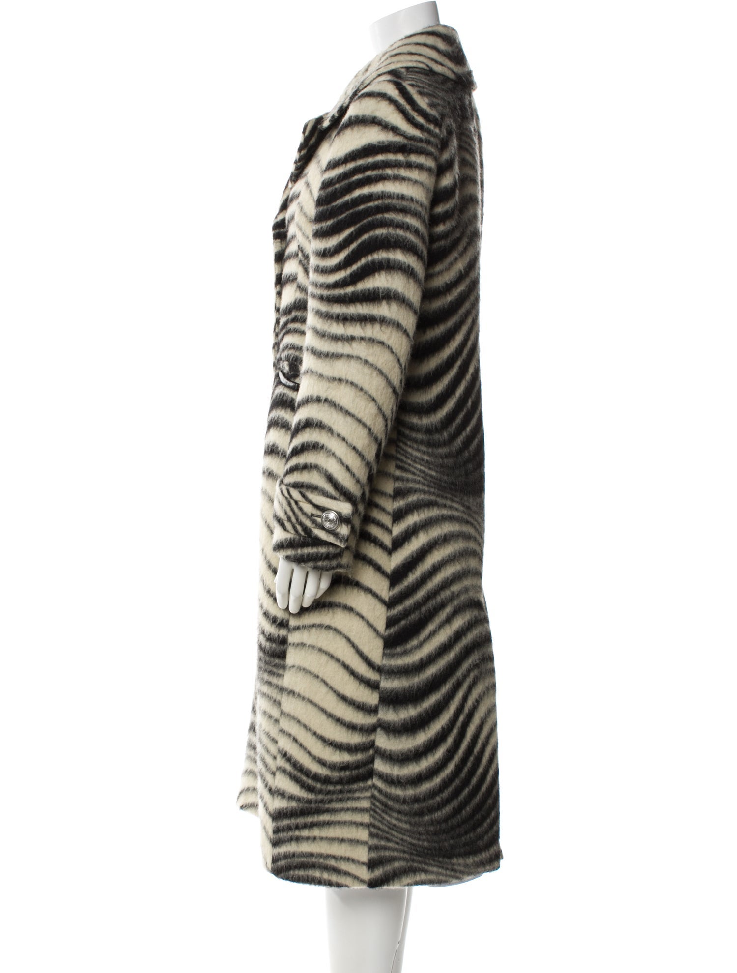 Paco Rabanne Virgin Wool Animal Print Faux Fur Coat