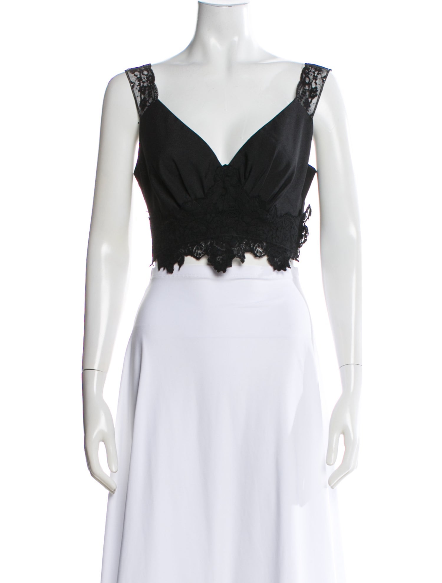Paco Rabanne Lace Pattern V-Neck Crop Top