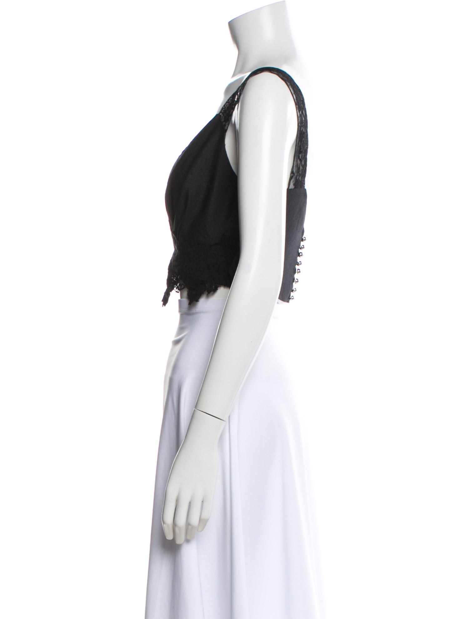 Paco Rabanne Lace Pattern V-Neck Crop Top