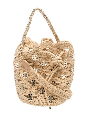 Pre-owned Rabanne Raffia Bucket Bag In Neutral