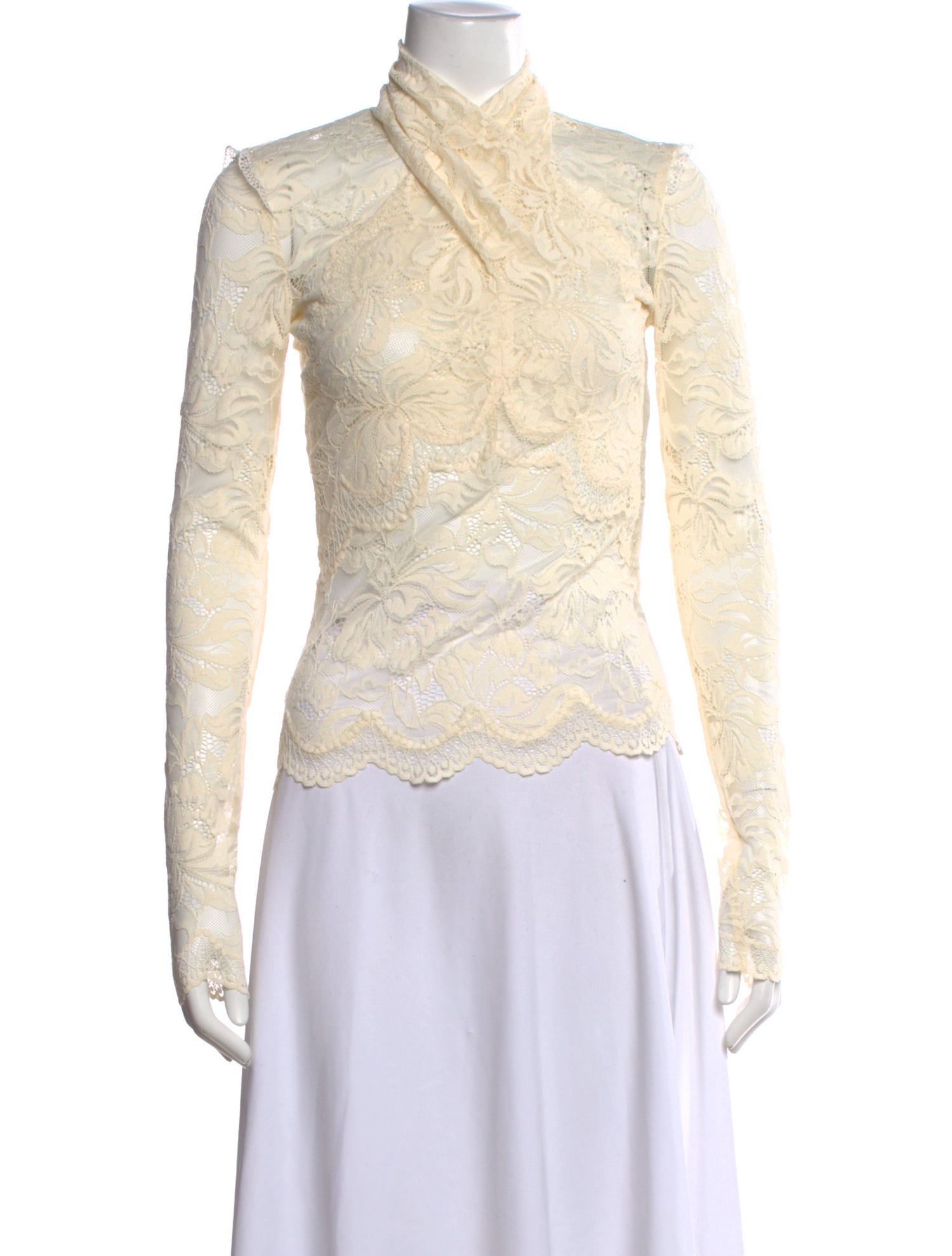 Paco Rabanne Lace Pattern Turtleneck Top