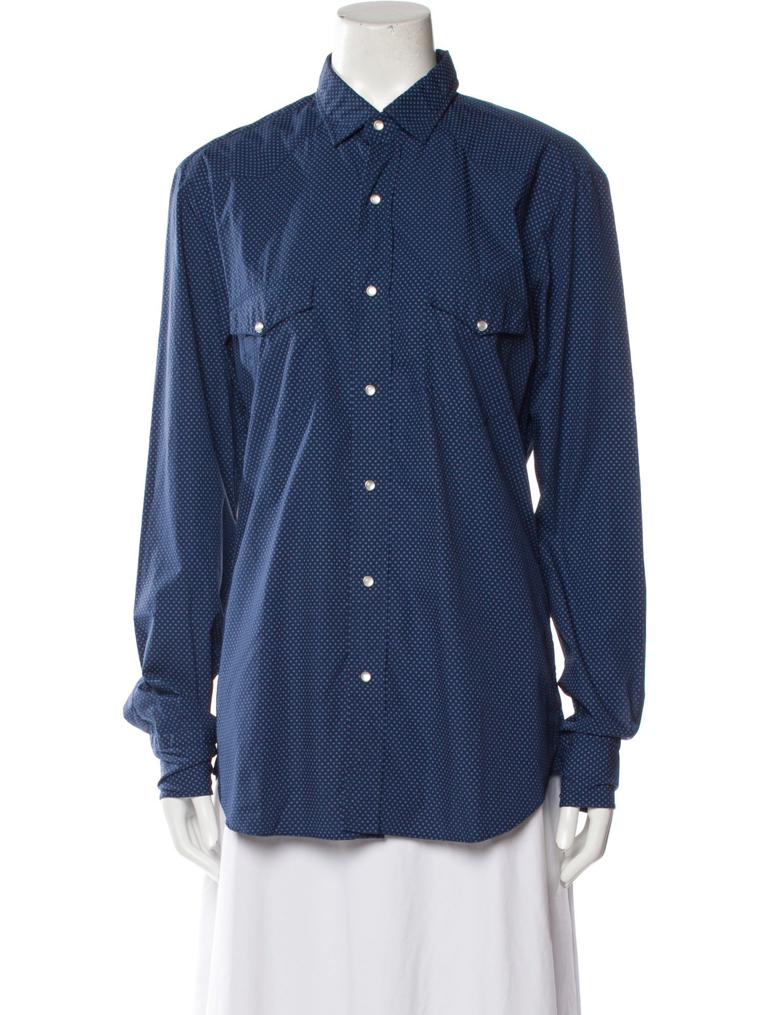 Salvatore Piccolo Polka Dot Print Long Sleeve Button-Up Top