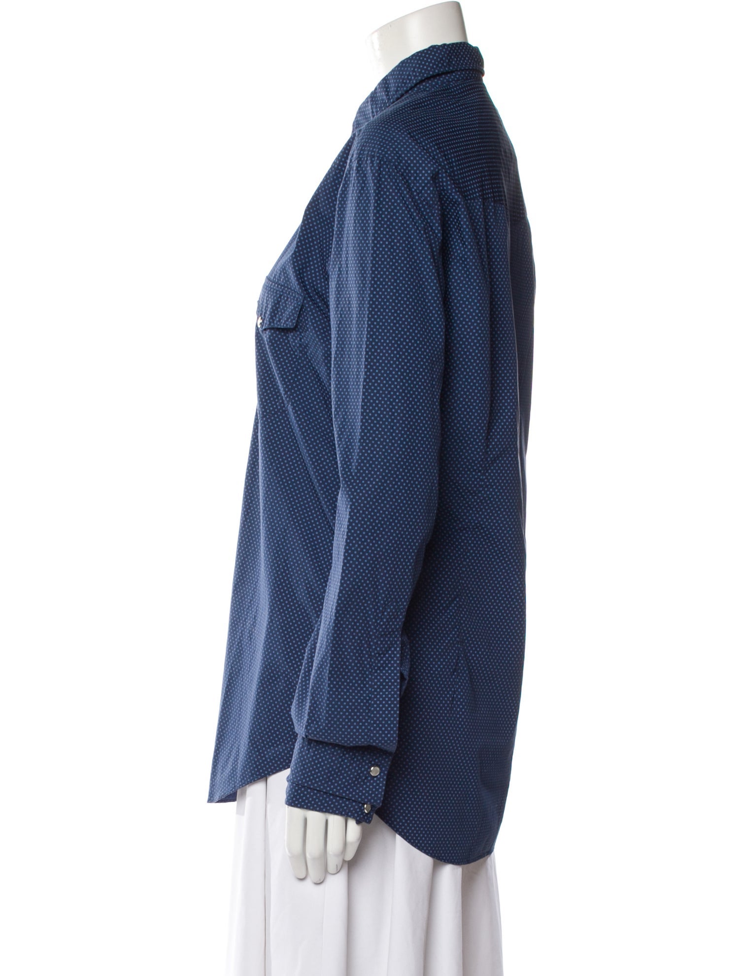 Salvatore Piccolo Polka Dot Print Long Sleeve Button-Up Top