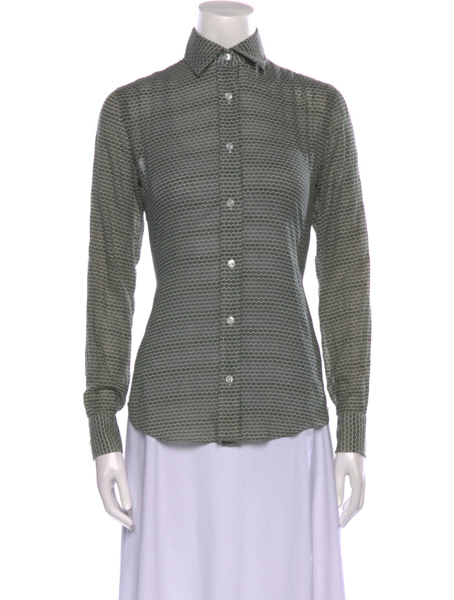 Salvatore Piccolo Printed Long Sleeve Button-Up Top