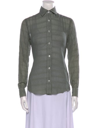 Salvatore Piccolo Printed Long Sleeve Button-Up Top