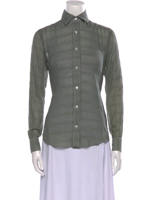 Salvatore Piccolo Printed Long Sleeve Button-Up Top