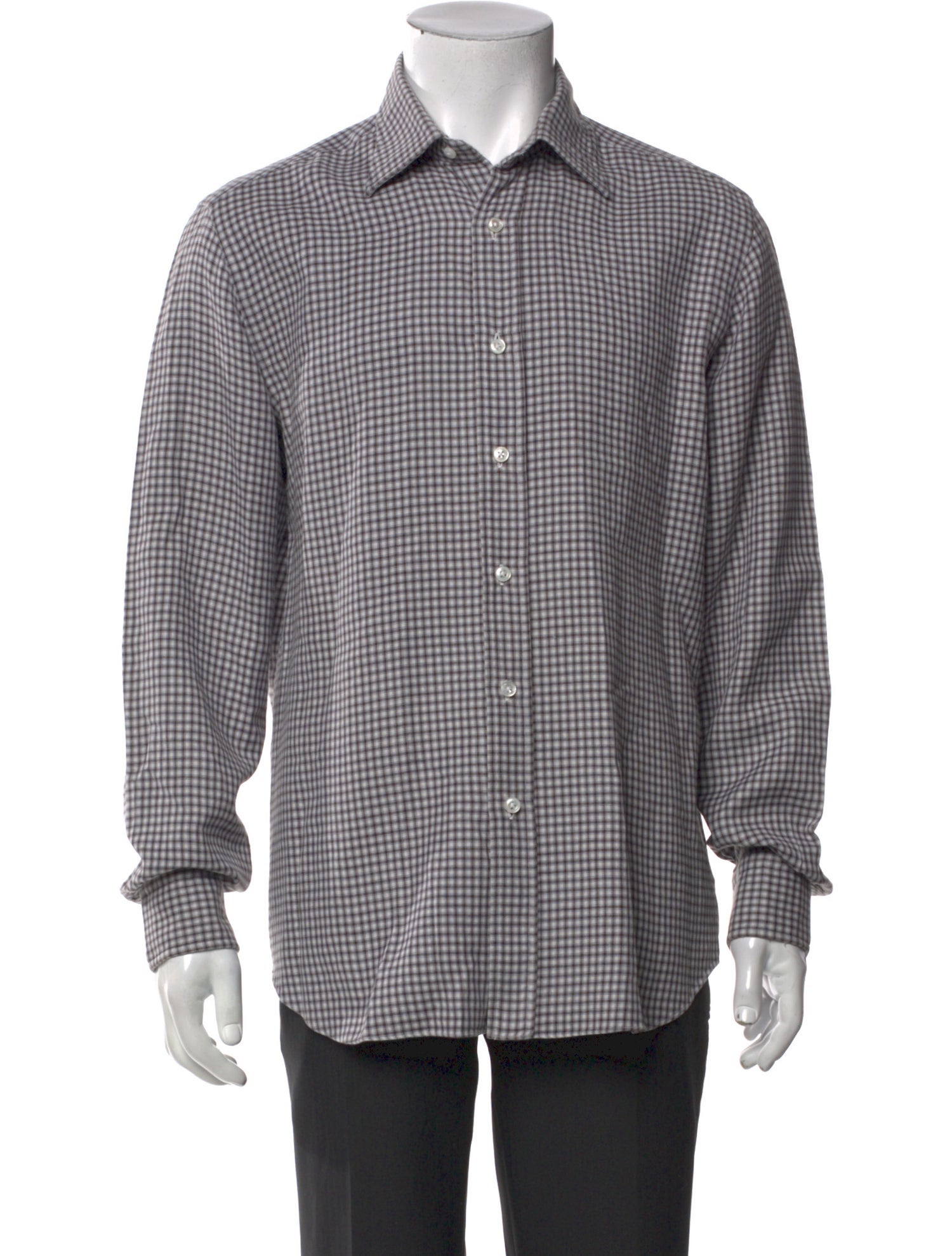 Salvatore Piccolo Plaid Print Long Sleeve Dress Shirt