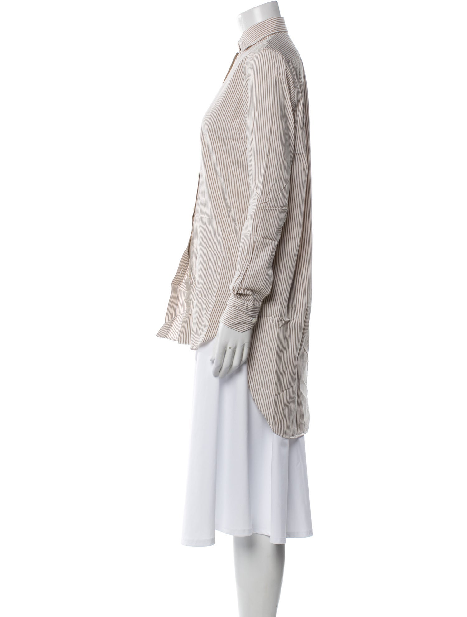Salvatore Piccolo Mock Neck Long Sleeve Button-Up Top