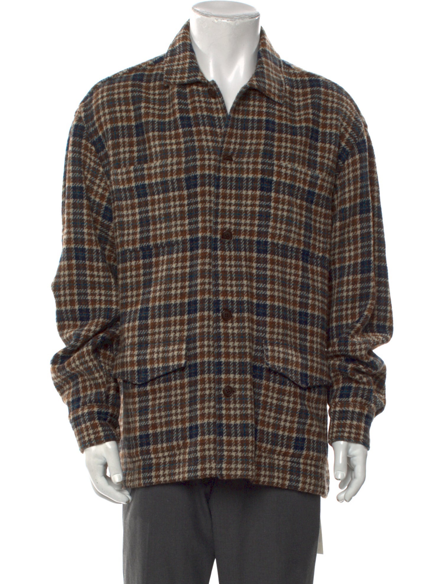 Salvatore Piccolo Wool Plaid Print Shirt