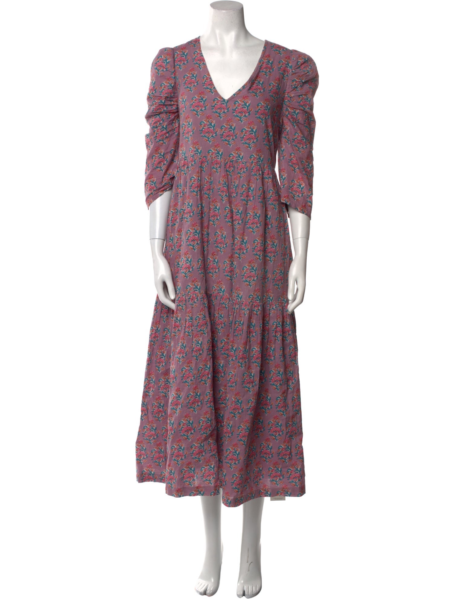 Pink Chicken Floral Print Long Dress