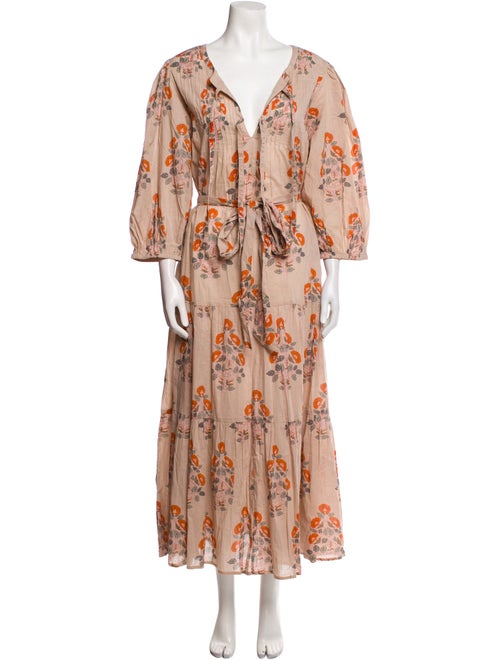 Pink Chicken Floral Print Long Dress