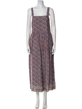 Pink Chicken Floral Print Square Neckline Jumpsuit