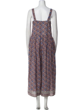 Pink Chicken Floral Print Square Neckline Jumpsuit