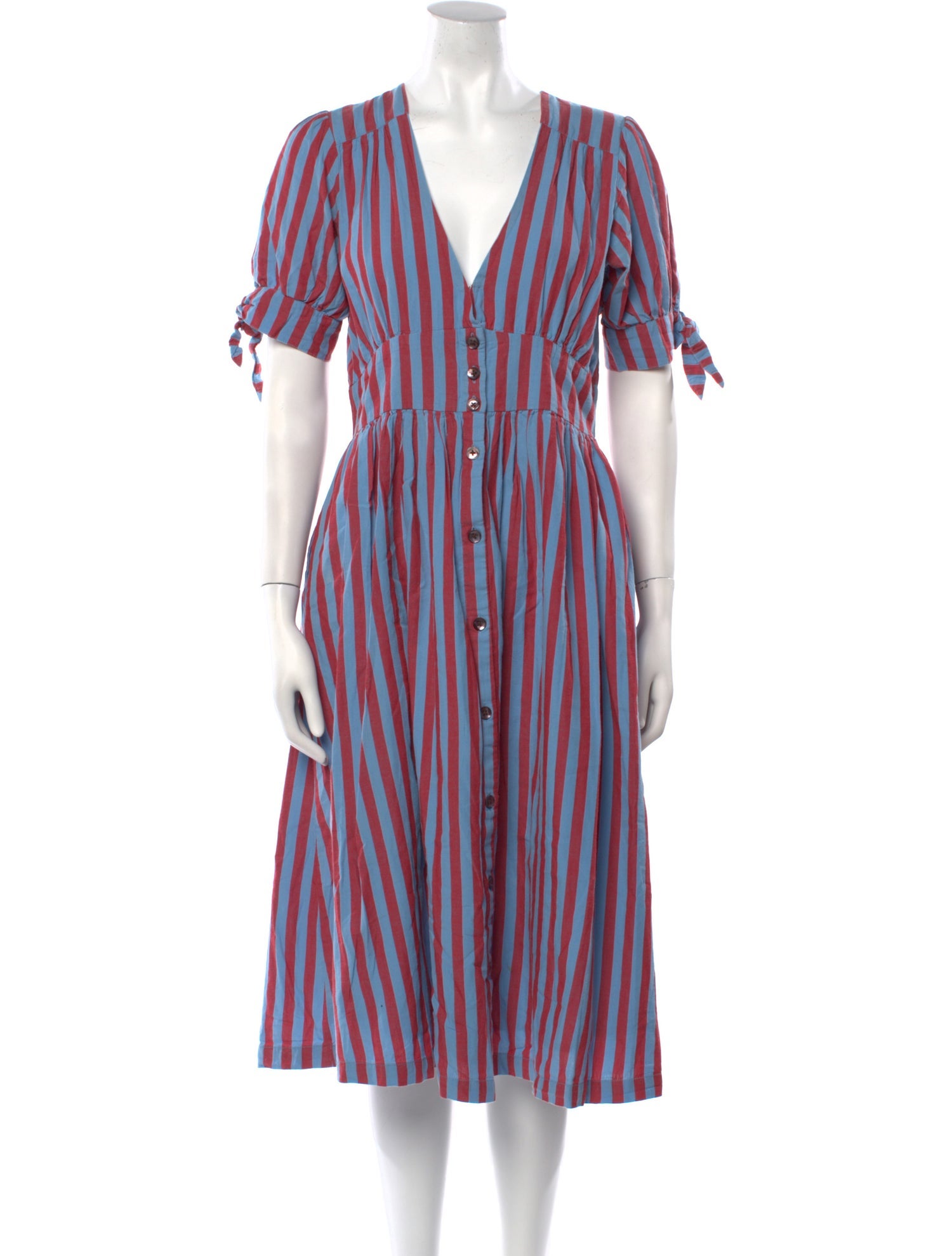 Pink Chicken Striped Midi Length Dress