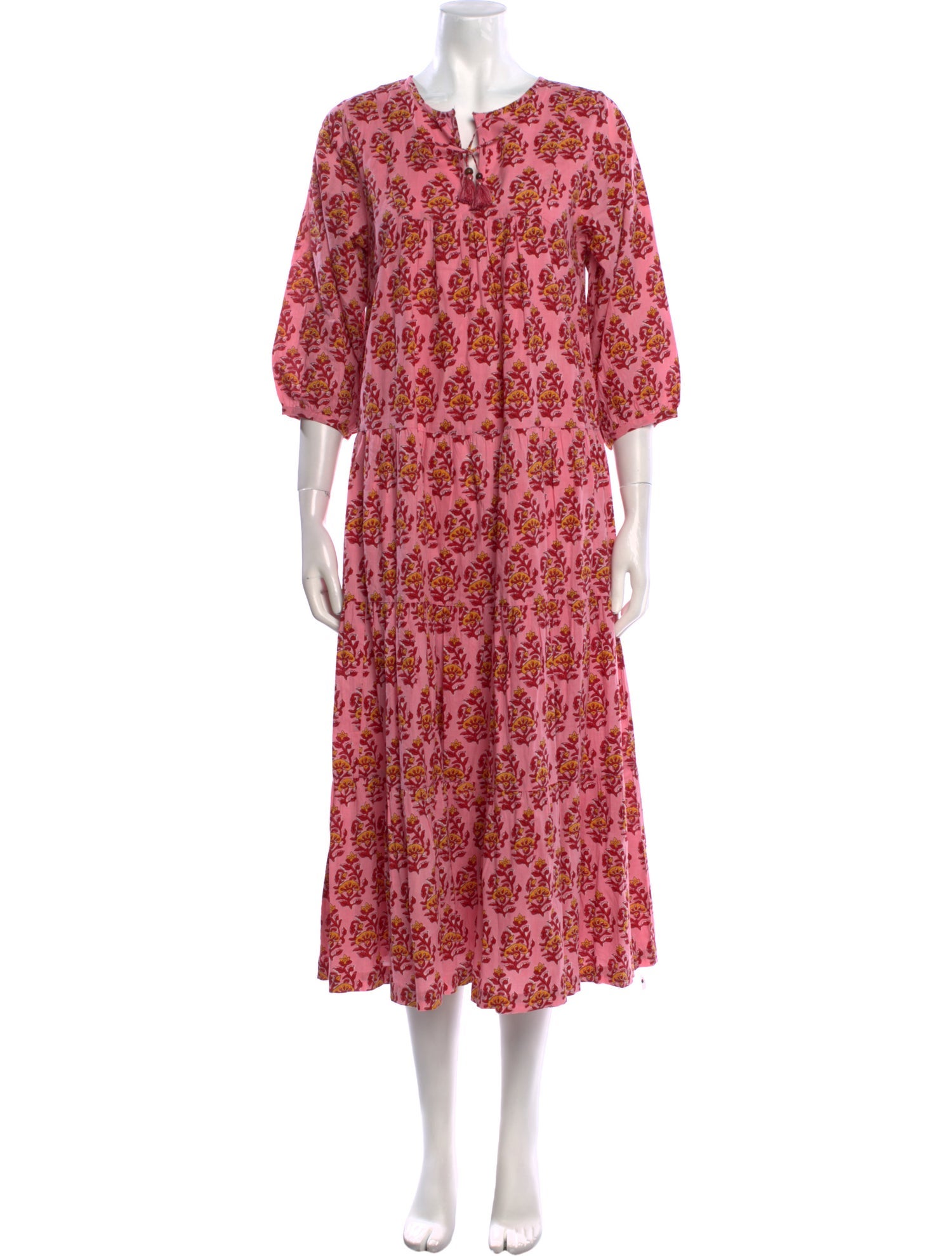 Pink Chicken Floral Print Long Dress