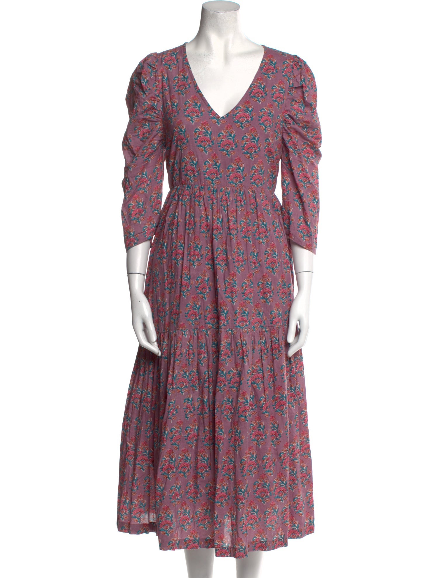 Pink Chicken Floral Print Long Dress