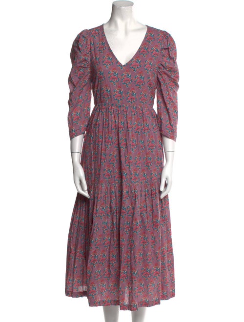 Pink Chicken Floral Print Long Dress