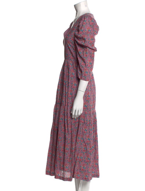 Pink Chicken Floral Print Long Dress