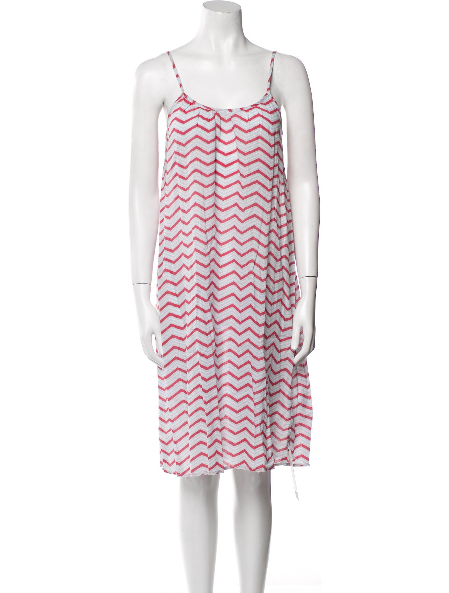 Pink Chicken Striped Knee-Length Dress