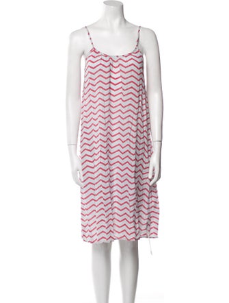 Pink Chicken Striped Knee-Length Dress