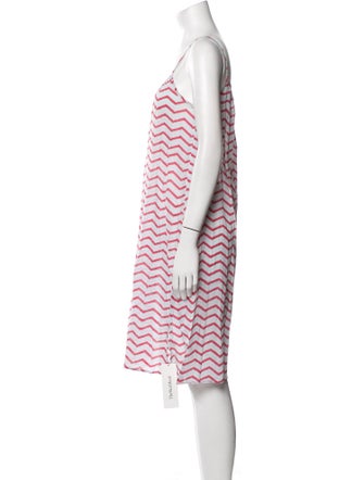 Pink Chicken Striped Knee-Length Dress