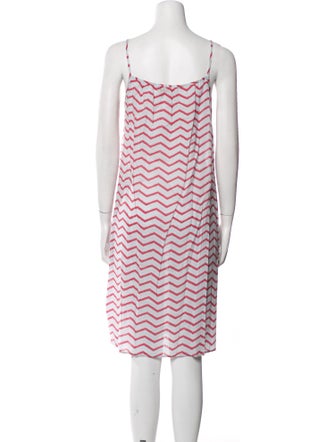 Pink Chicken Striped Knee-Length Dress