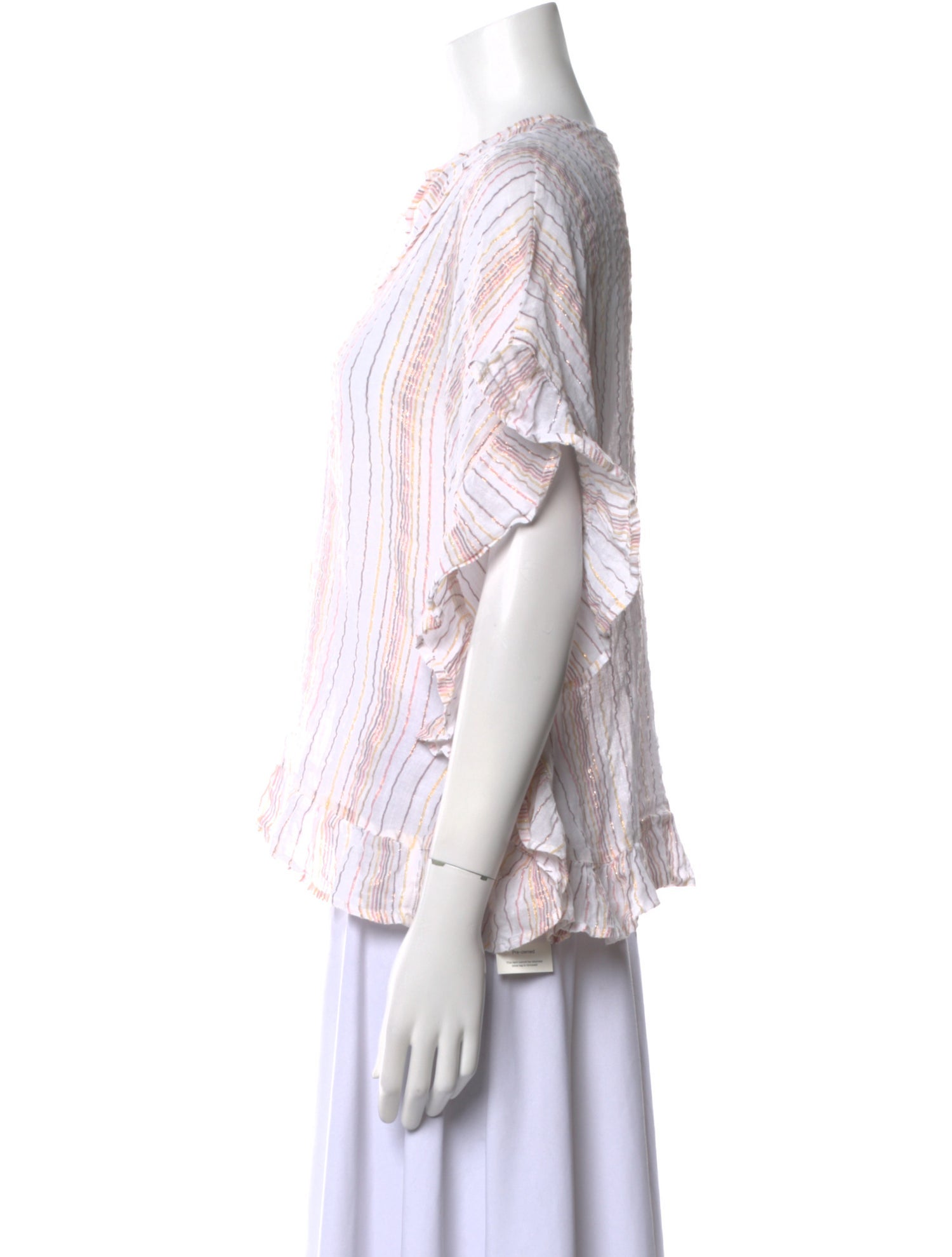 Pink Chicken Striped Square Neckline Blouse